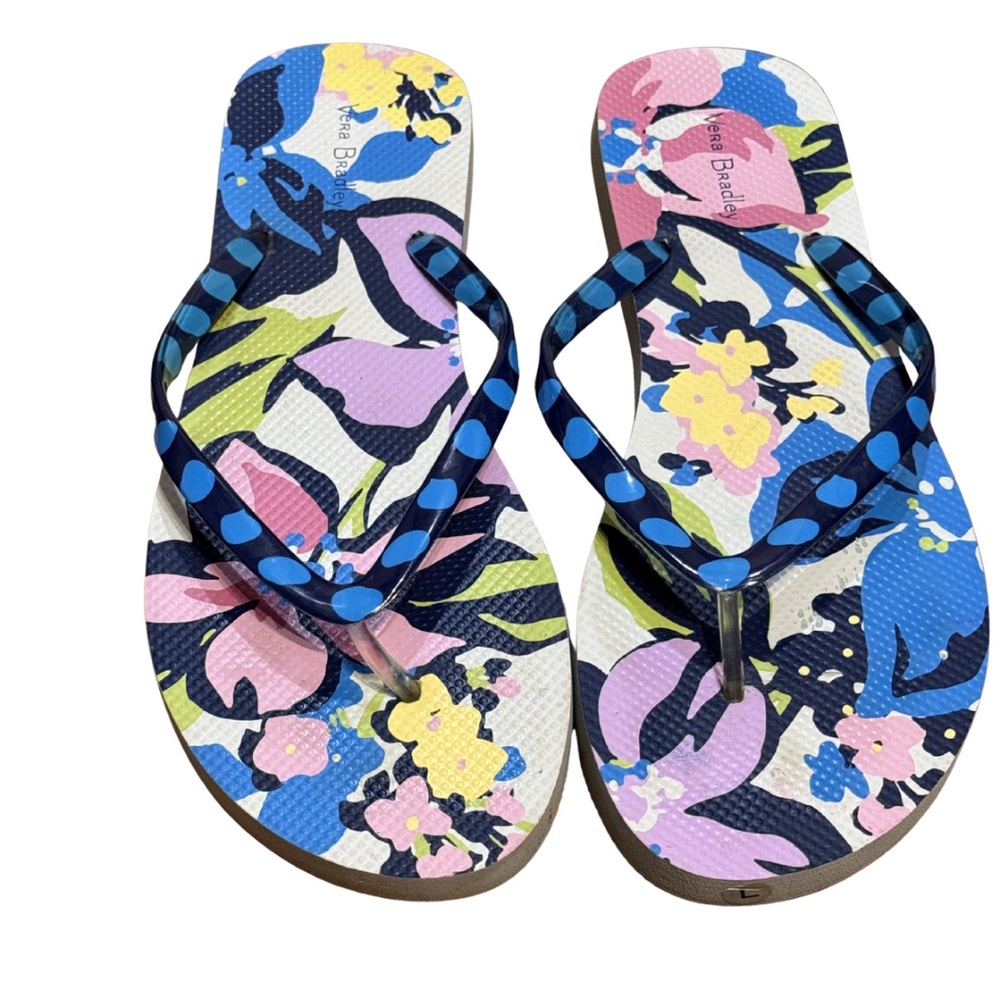 Vera Bradley Floral Flip Flops Size L Resort Summer Sandals